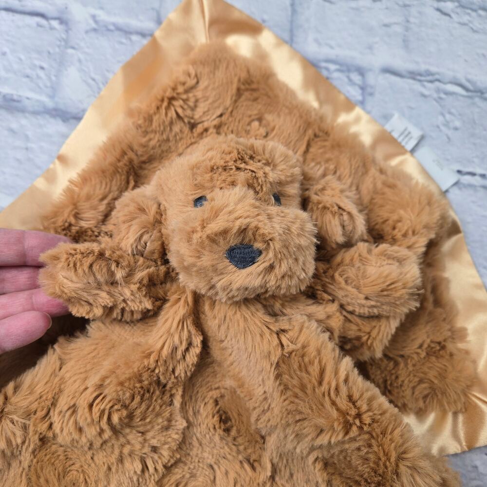 Cloud Island Brown Dog Lovey Security Blanket Swirl Faux Fur Satin Edge Q4 2024